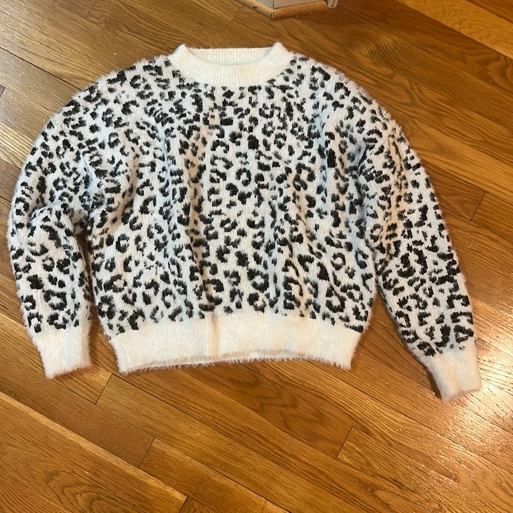 Black and white leopard print sweater